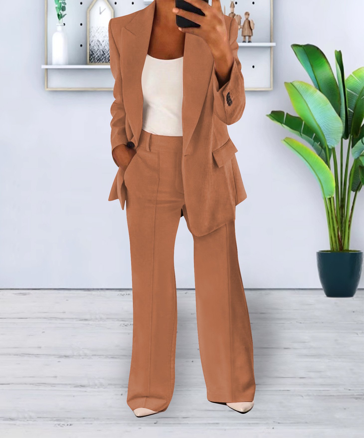 Women's Casual Blazer Suit Two Piece Business Office Wear Set Fit Jacket And Pants - Image 6