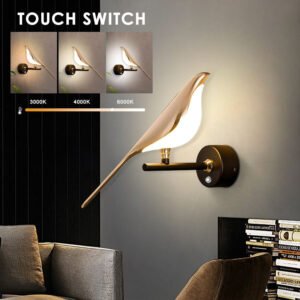 Golden Bird LED Wall Lights Parlor Bar Creative Wall Lamps Novelty Sconces Bedroom Bedside Lamp Living Room Decoration