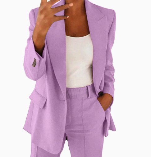 Women's Casual Blazer Suit Two Piece Business Office Wear Set Fit Jacket And Pants - Image 5