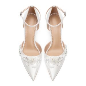 Sheepskin Hollow Women's Sandals Pointed Toe Stiletto Heel Elegant One-Strap Women's Wedding Shoes