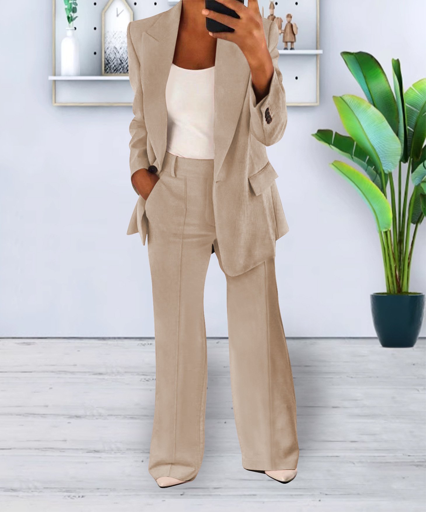 Women's Casual Blazer Suit Two Piece Business Office Wear Set Fit Jacket And Pants - Image 10