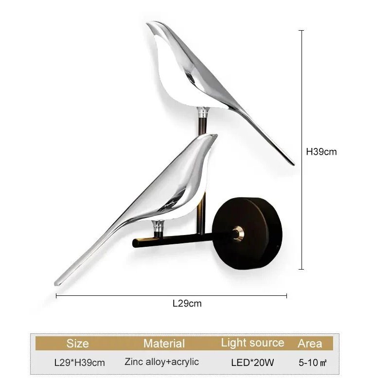 Golden Bird LED Wall Lights Parlor Bar Creative Wall Lamps Novelty Sconces Bedroom Bedside Lamp Living Room Decoration - Image 4