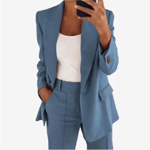 Women's Casual Blazer Suit Two Piece Business Office Wear Set Fit Jacket And Pants - Image 9