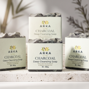 ARKA by VUNAI Charcoal Handmade Soap | 75 g | Pack of 4