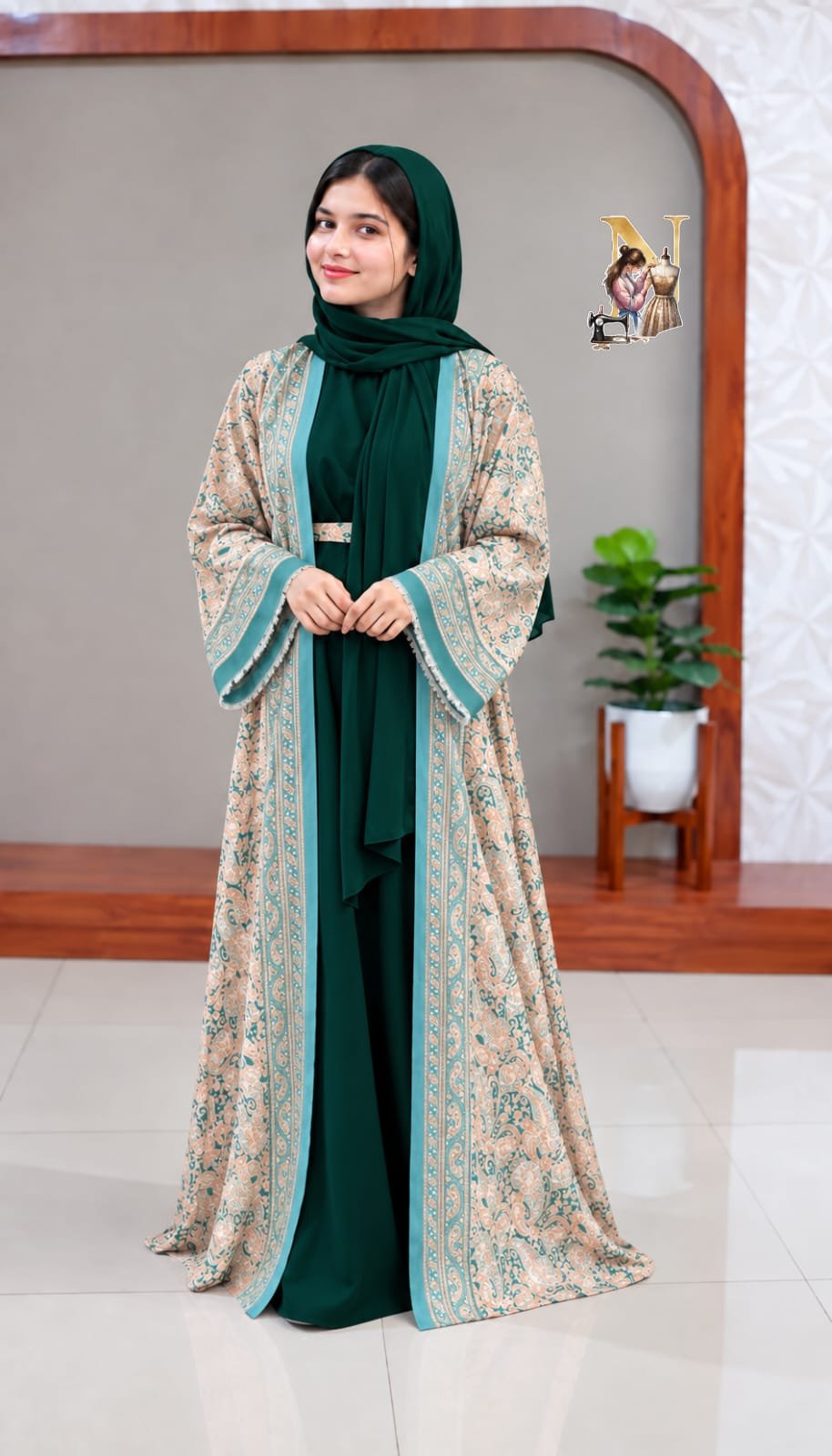 Pashmina Pattern Abaya - Image 2
