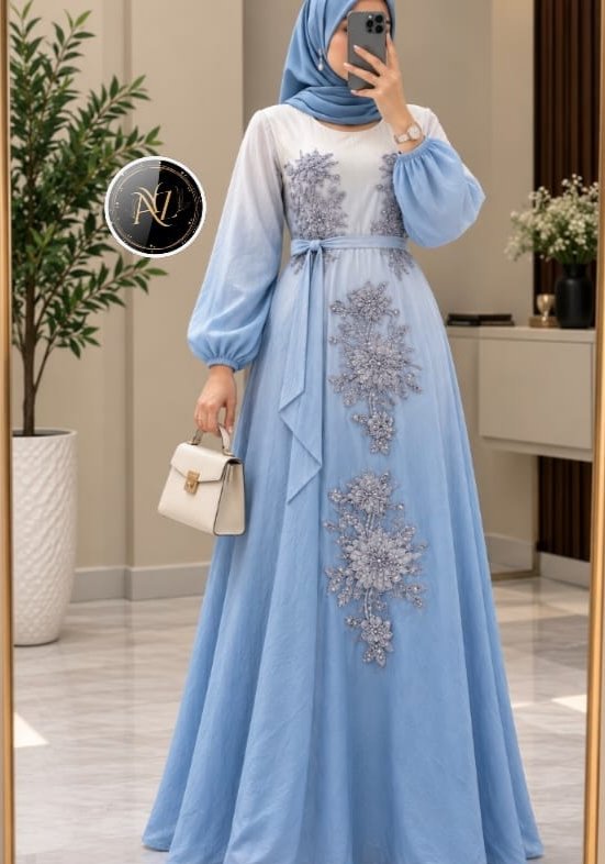 Western Korean Long Gown – Hand Work - Image 6
