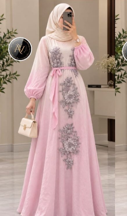 Western Korean Long Gown – Hand Work - Image 4