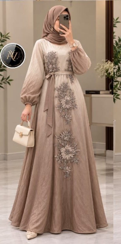 Western Korean Long Gown – Hand Work - Image 3